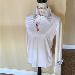 White Show Shirt with black and silver studs.